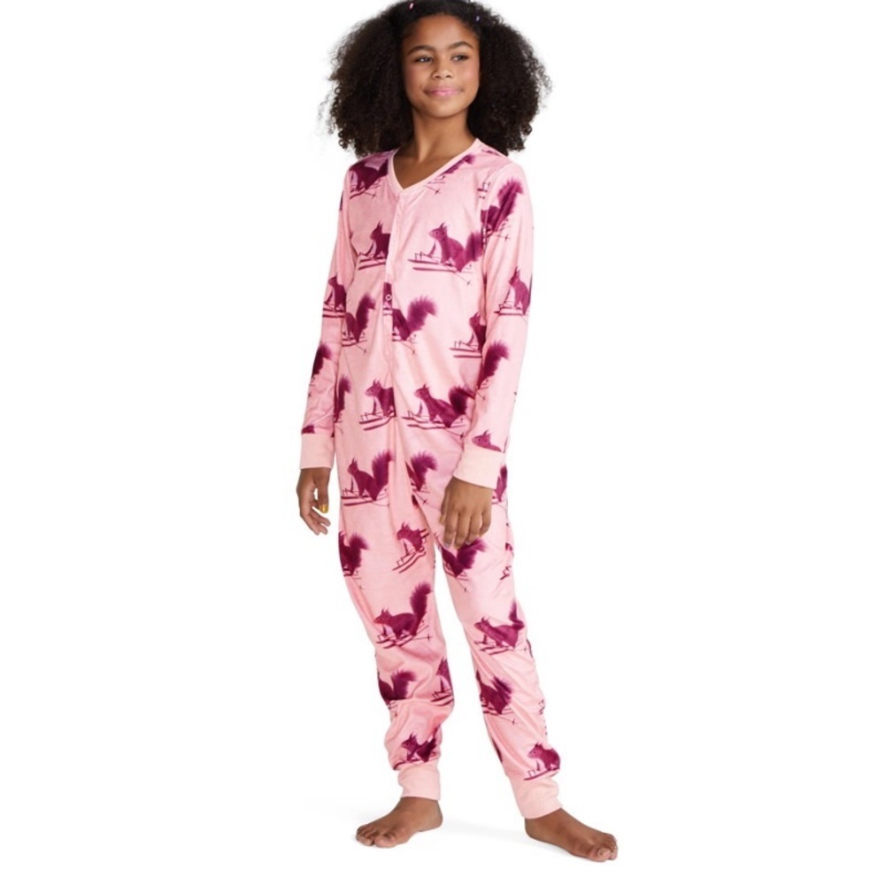 Pink Button Front Raccoon Onsie Pajama